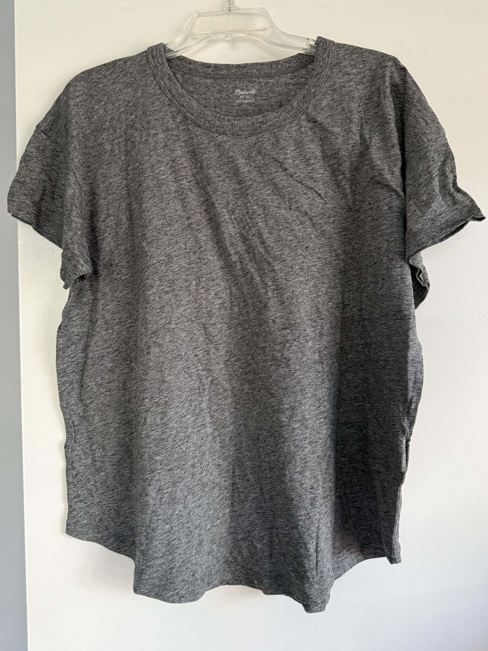 Madewell Whisper Cotton Rib Crewneck Tee Heather Gray